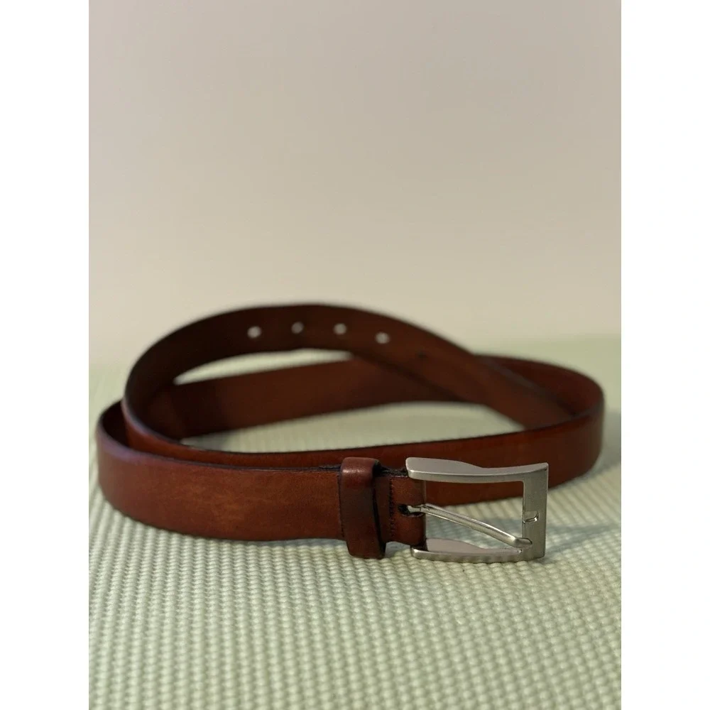 Brooks Brother Handmade Men's Brown Leather Dress Belt Adjustable